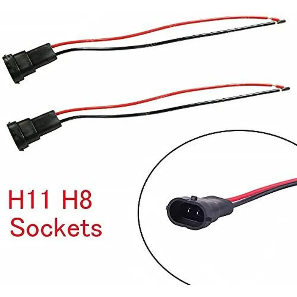 12V 2Pcs Headlight Socket Adapters H1/H1/H8 Bulb Housing  Wiring Harness Connector Fog Lamp Plug Adapter Line