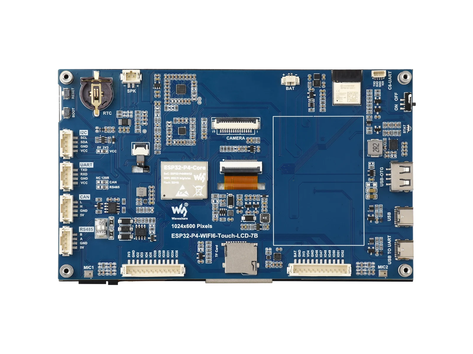 ESP32-P4-WiFi6 لوحة عرض تعمل باللمس 7 بوصة - ثنائي النواة RISC-V، 32 ميجابايت PSRAM، صوت AI، CAN/RS485، Wi-Fi 6/BT5، لـ HMI & Edge AI Pr #3