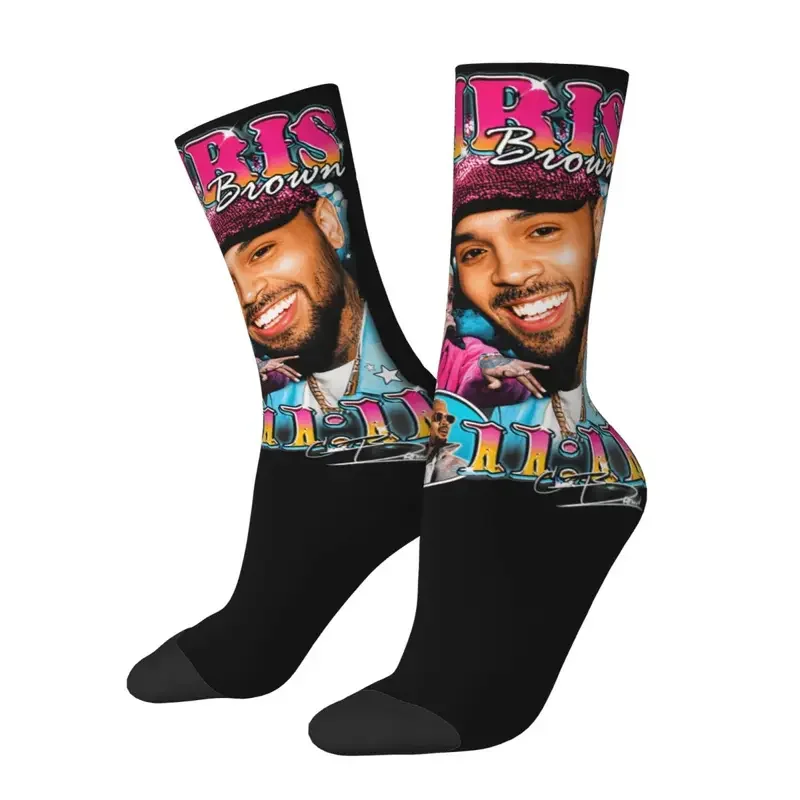 Y2K Chris Brown Hip Hop Bootleg Outfits Men Women Socks Compression HipHop Homage Graphic Middle Tube Sock Soft Birthday Present