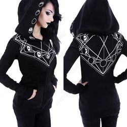 2023 Holloween Gothic Women  Hoodie Casual Long Sleeve Hooded zip-up Sweatshirts Hooded Female Jumper Women Tracksuits coat