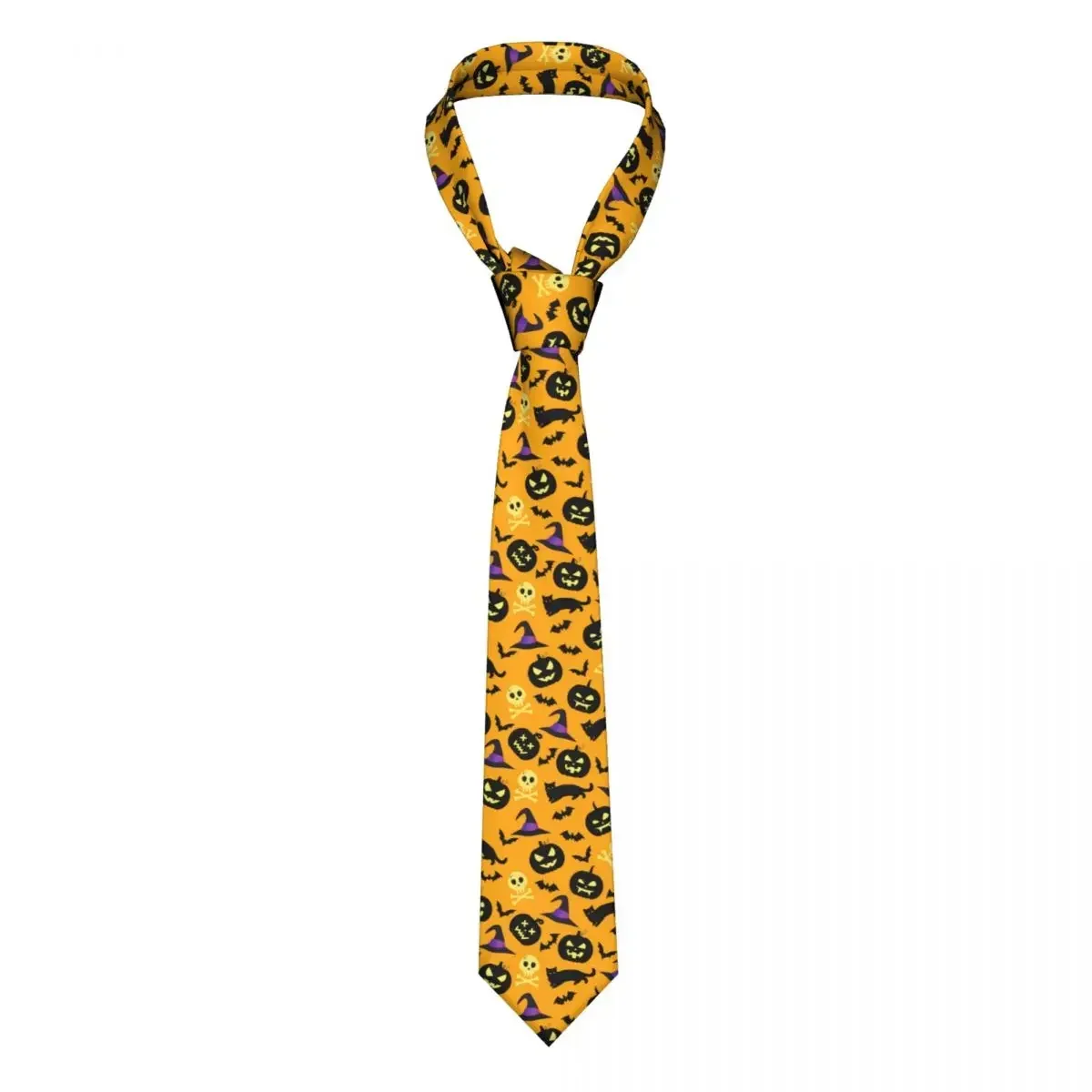 Halloween Pattern Pumpkins Bats Tie Skull Ties Hip-Hop Street Cravat Party Necktie 8cm Wide