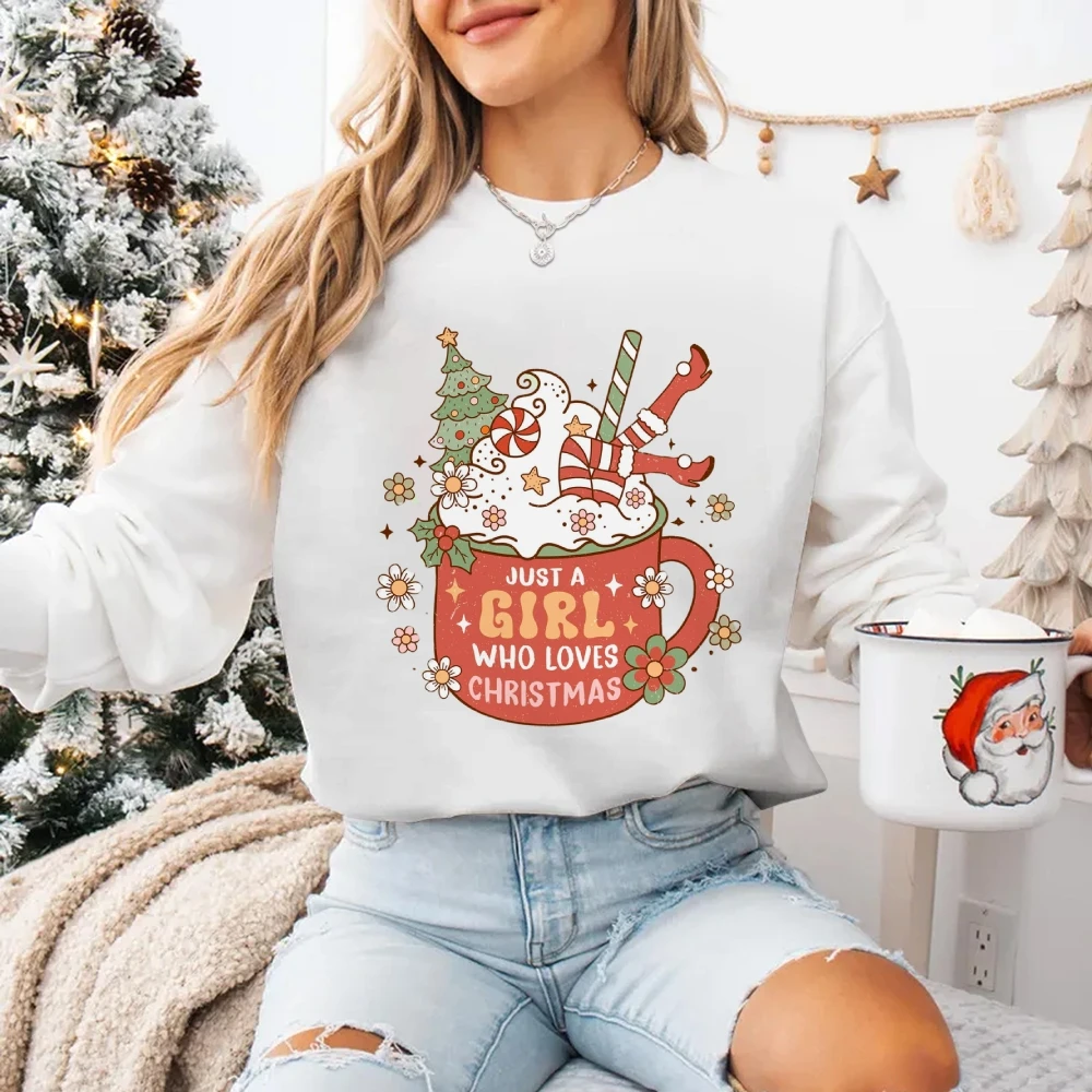 

Oversized Hoodie Only A Girls Who Love Christmas Print Colorful Christmas Cotton Sweatshirt Clothing Team Clothing Shirts