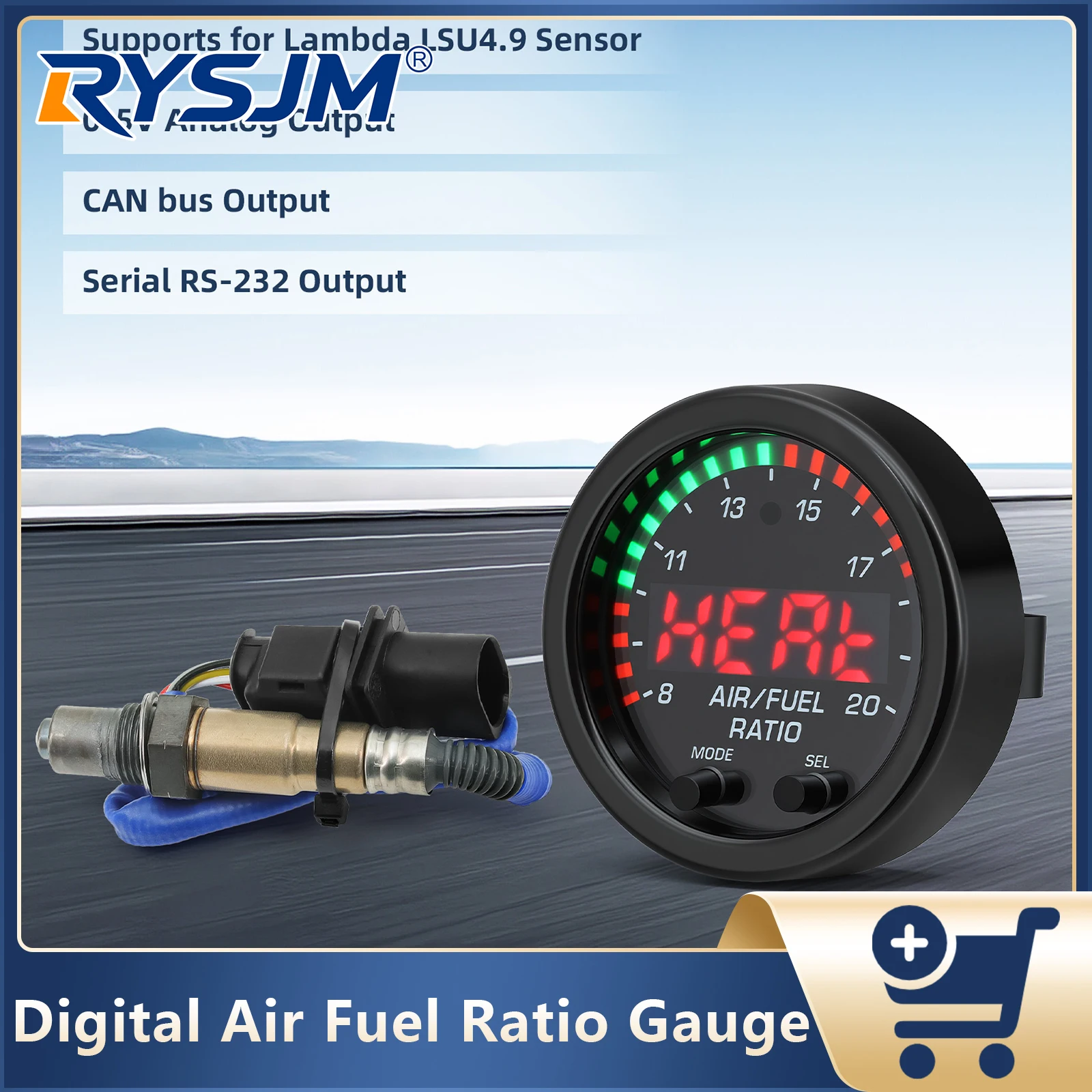 30-0300 X-Series Wideband O2 Meter Air Fuel Ratio Gauge Kit O2 Oxygen Sensor AFR Wideband Display Meter Digital Car Gauge