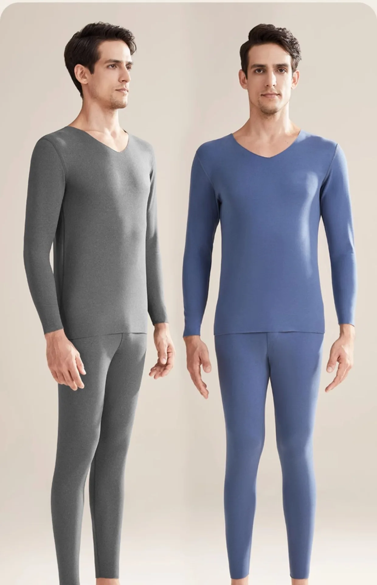 

Cashmere and Silk Thermal Underwear Set, Seamless Double-Sided Brushed Velvet Couple's Autumn Top and Bottom Thermal Set