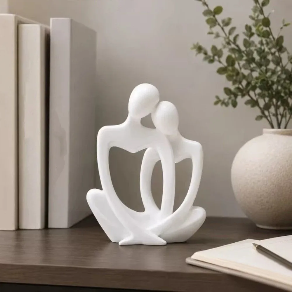 Unique Minimalist Couple Sculpture Romantic 3D Printed Abstract Sculpture Plastic Couple Figure Ornament Bedroom