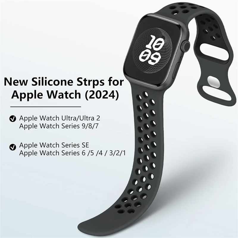 Original Silicone Watch Strap For Apple Ultra 2 49MM 45MM 41MM 44MM 40MM 38 42MM Sports Rubber Band For Iwatch Series 9 8 7 6 SE