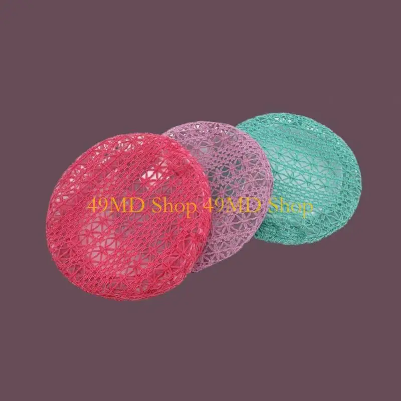 

49MD мягкий легкий вязаный крючком берет для женщин, однотонный берет, шапка с напуском, модный аксессуар для головы