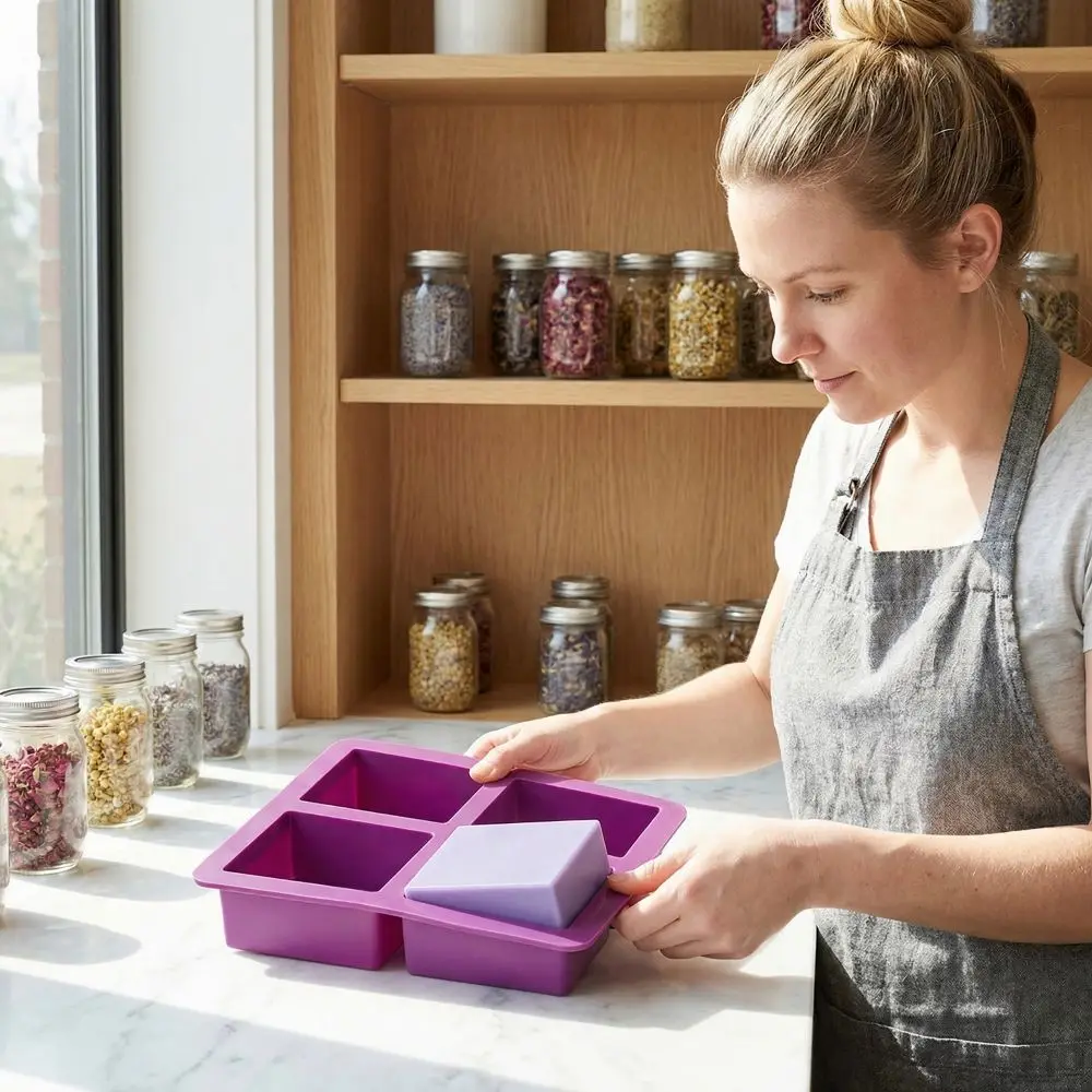 

4 Cavity Silicone Soap Molds DIY Crafts Flexible Soap Making Mold Handmade Handmade Tools Rectangle Soap Mold Cake Baking