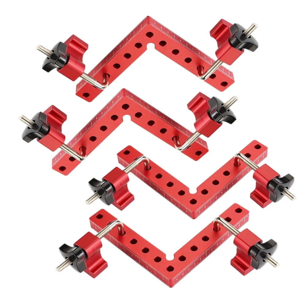 4PCS L‑Type 90 Degree Positioning Squares, Aluminum Alloy Right Angle Clamp for Woodworking Cabinet Frame Fixing