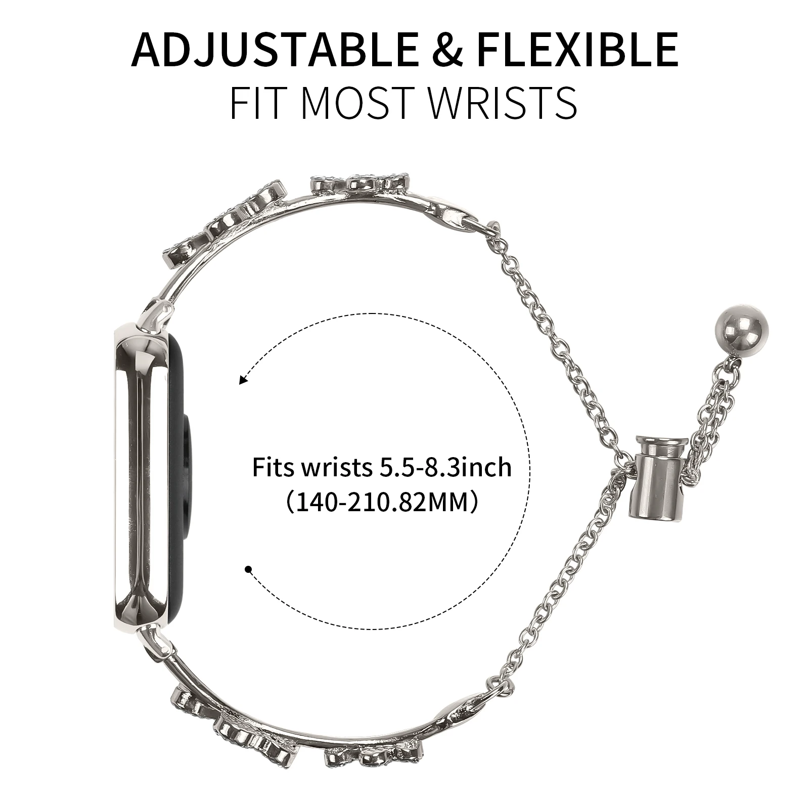 샤오미 레드미 워치 4 용 스테인리스 스틸 스트랩, 클로버 모양 다이아몬드 팔찌, 미 밴드 8 프로 워치 밴드용 액세서리