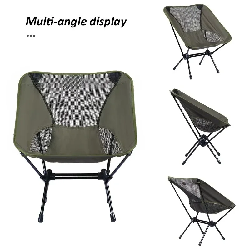 Outdoor Compact Camping Beach Equipment Small Foldable Ultra Light Aluminum Backpack Moon Chair