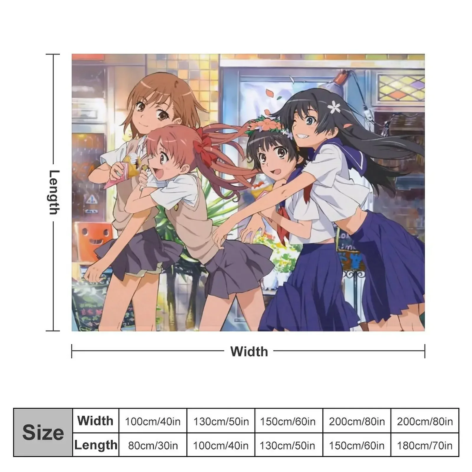 Toaru Kagaku - Misaka Mikoto, Shirai Kuroko, Saten Ruiko, Uiharu Kazari Throw Blanket Bed linens Sofa Throw Blankets