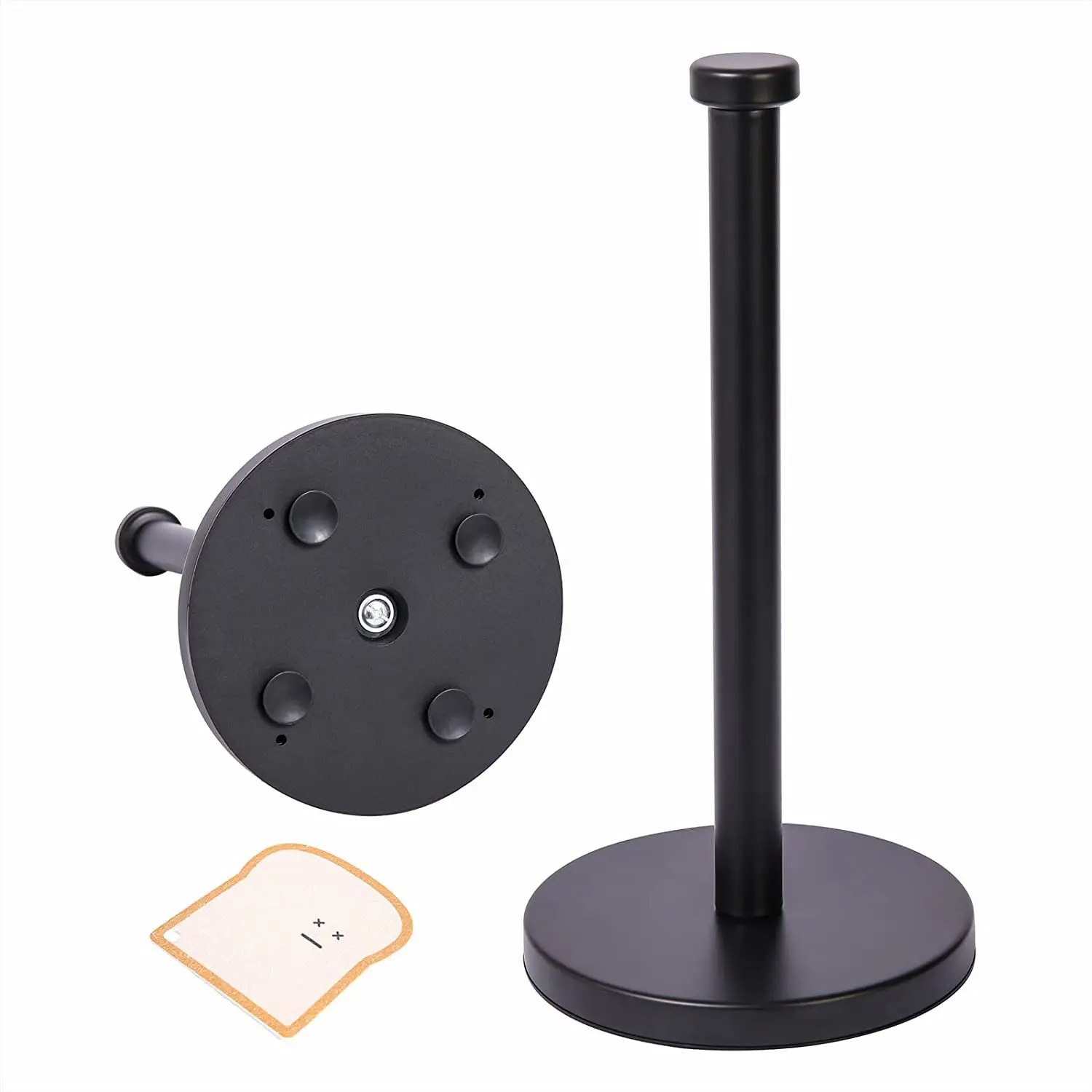 

Matte Black Stainless Steel Paper Towel Dispenser Countertop Tissue Holder With Weighted Base For Kitchen Bathroom