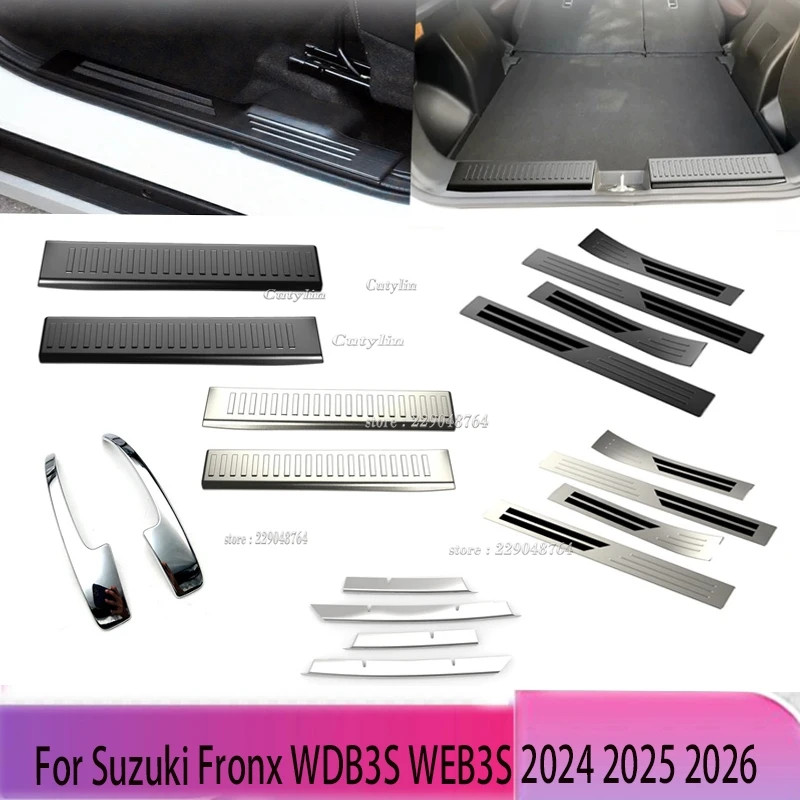 For Suzuki Fronx WDB3S WEB3S 2024 2025 2026 Stainless Steel Side Door Pedal Scuff Protector Rear Bumper Cover Trim Car Styling