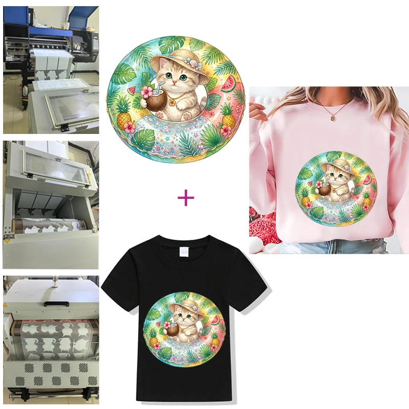 Bikini Girl Beach Illustration Tropical Vacation Illustration Set Transfers Thermal Transfer for Clothes DIY animal Decoration