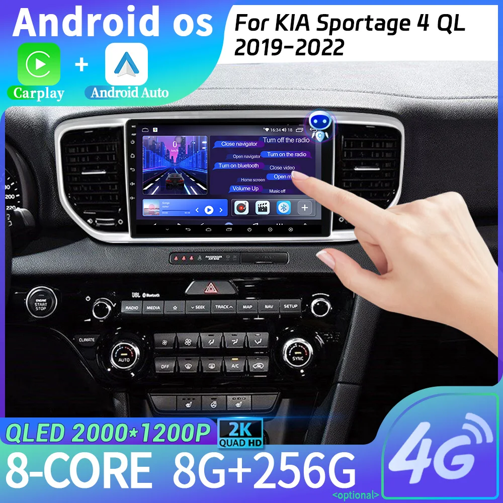 

For KIA Sportage 4 QL 2019-2022 4G 2CIN WIFI Car Radio Multimedia Navigation Android 14 Stereo Head Unit Screen