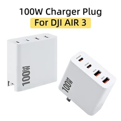 For DJI AIR 3 Drone Battery Charging Hub 100W Charger PD/QC3.0 Fast Charging Plug Gallium Nitride Charging Head Accessories