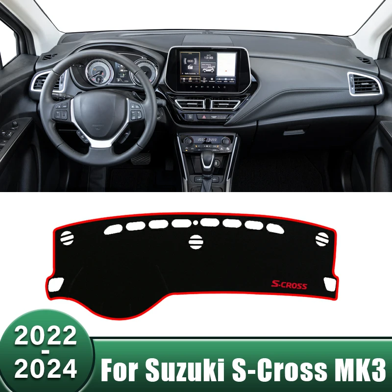 Car Dashboard Cover Avoid Light Pads Sun Shade Mats Instrument Panel Non-Slip Accessories For Suzuki S-Cross MK3 2022 2023 2024