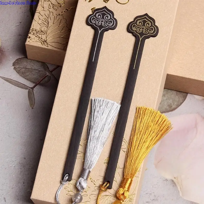 D0UA 목재 북마크 서적 페이지 마커 타셀 북마크 책 읽기 보조 도서 애호가 학생 성인 생일 선물