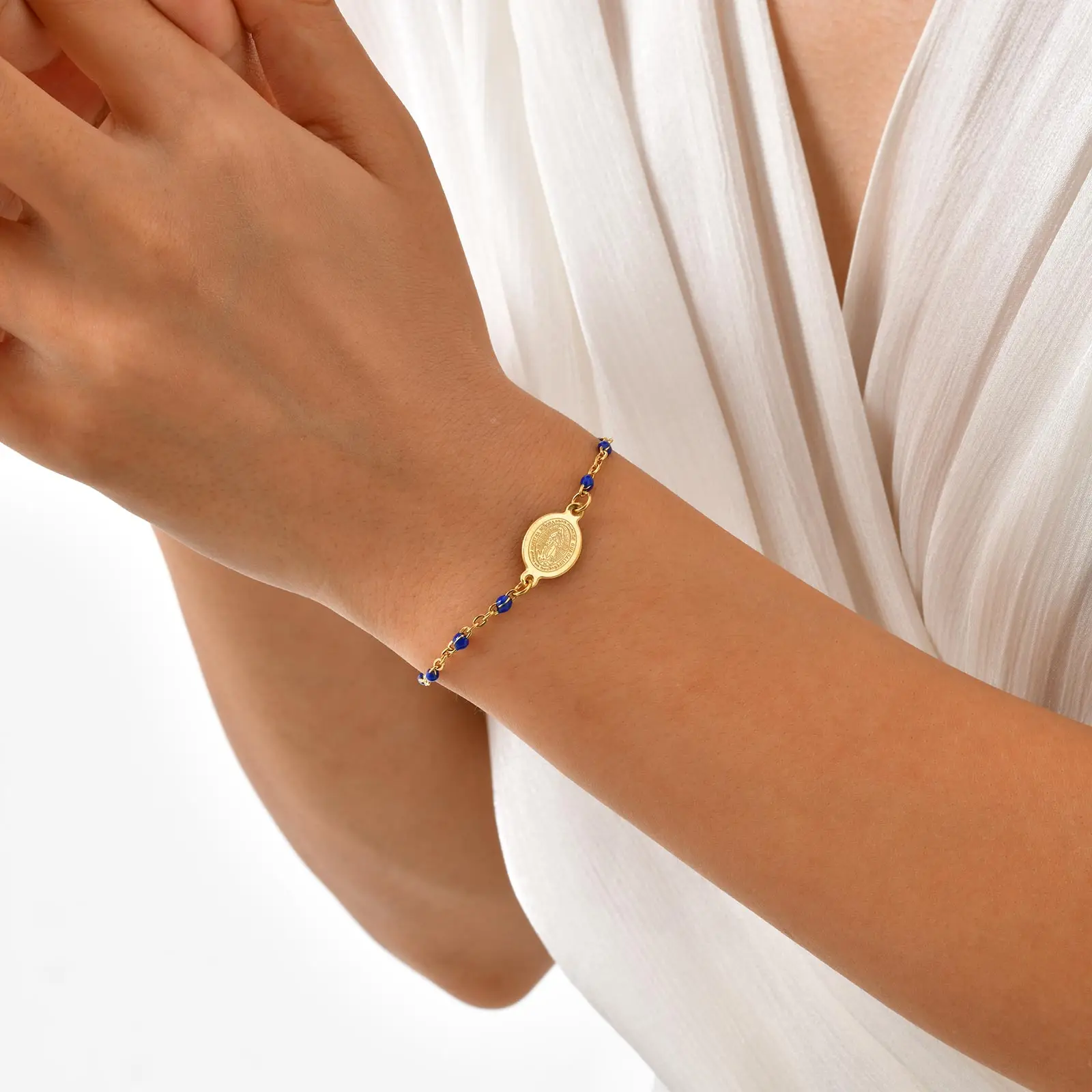 Vnox 2025, Jungfrau Maria-Armband für Damen, Edelstahl, verstellbar, Christus, katholischer Rosenkranz, Perlen, Kette, Geschenk, religiöser Schmuck