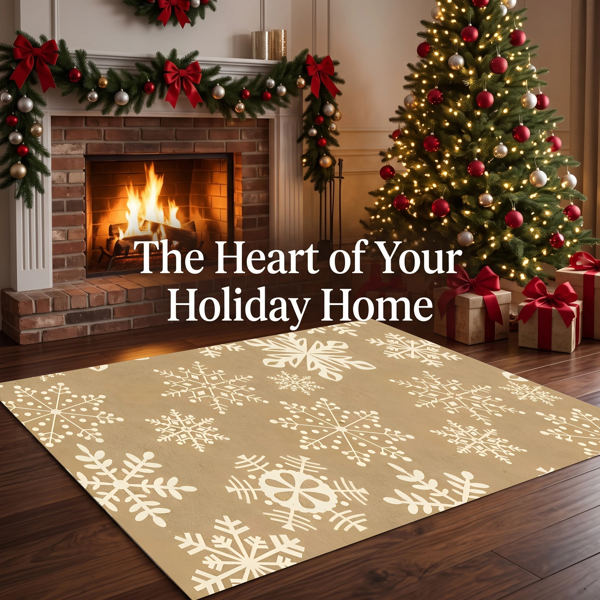 Velvet Rug Creamy White Irregular Snowflake Print Warm Brown Gentle Style for Entryway Bedroom Living Room Decor