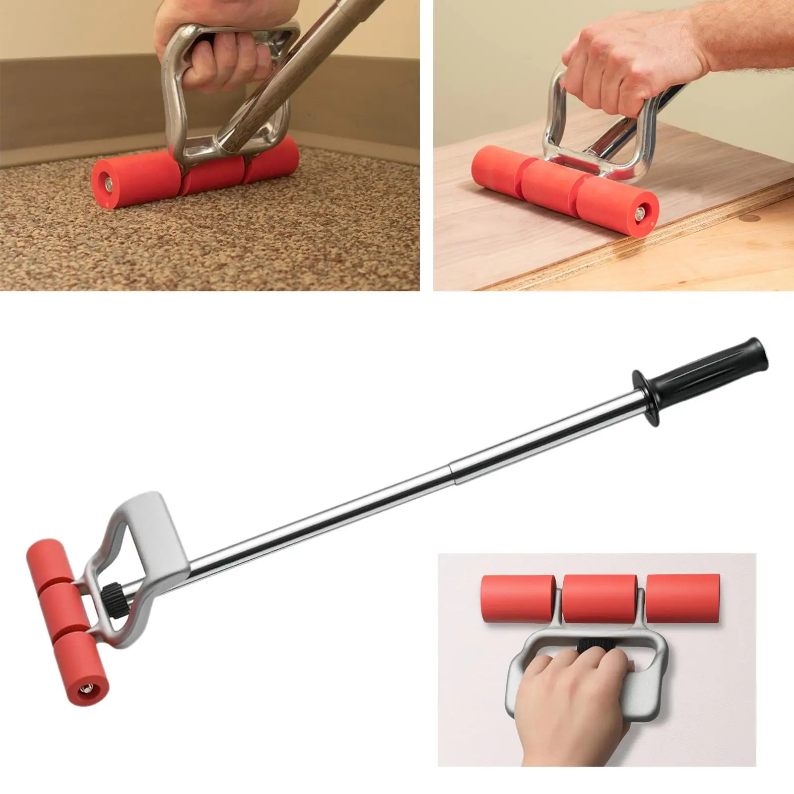 Flooring Seam Press Roller Extendable Rubber Handle Wall Carpet Tile Rolling Tool for Professional Installers