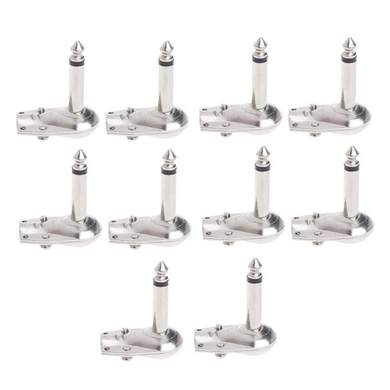 10Pcs Right Angle 6.35mm 1/4 Inch 2 Pole Mono Jack Connector 90 Degree Metal 6.35 mm Guitar Plug For Phono Pancake