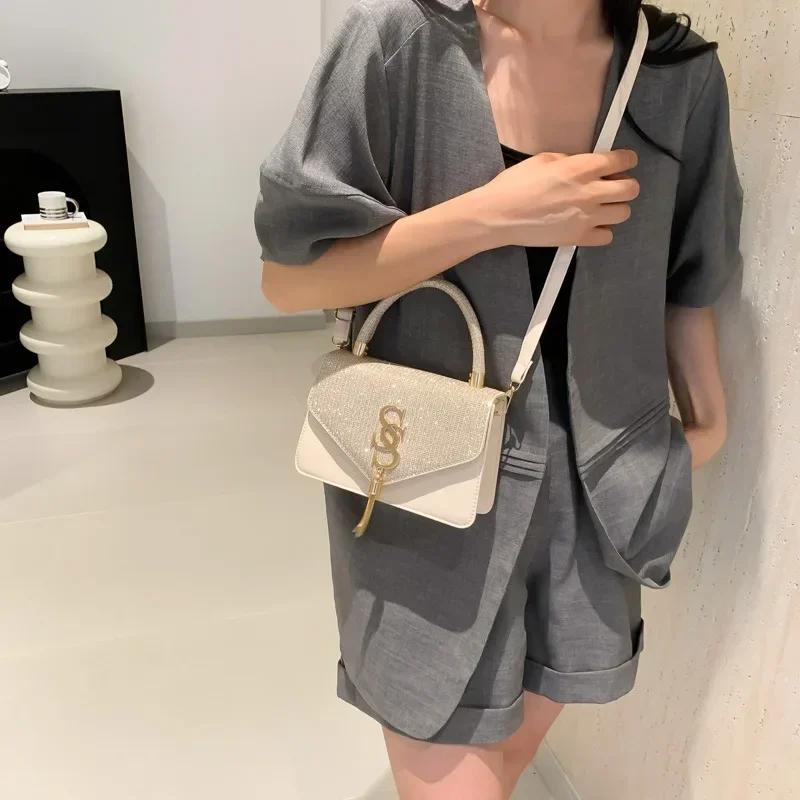 2025 New Trendy Small Square Bag - Letter Embroidered Simple Design Versatile Commuter Shoulder Messenger