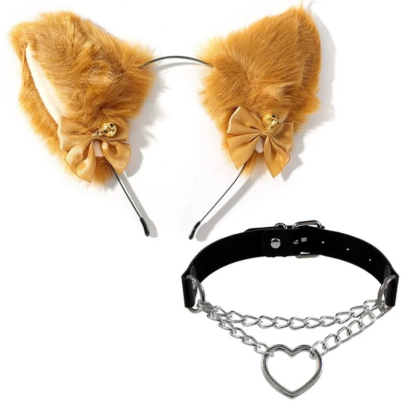 Cat Ear Maid Gloves Cosplay Costume Set Plush Ear Bell Headband Hair Band Bowknot Bells Hair Clips Paws Anime Props for Girls gallery 5