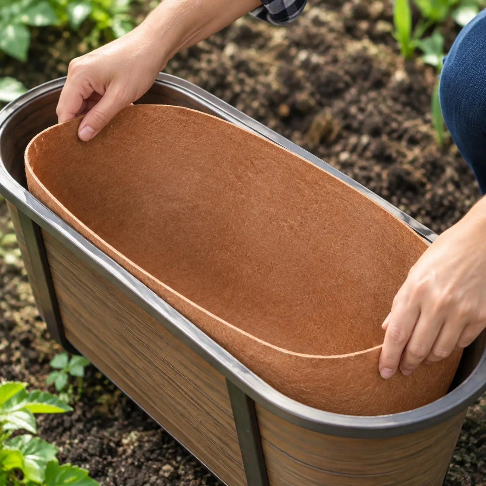 Garden Felt Planter Insert for Hanging Baskets with Drainage for Vegetables Shallow Root Plants