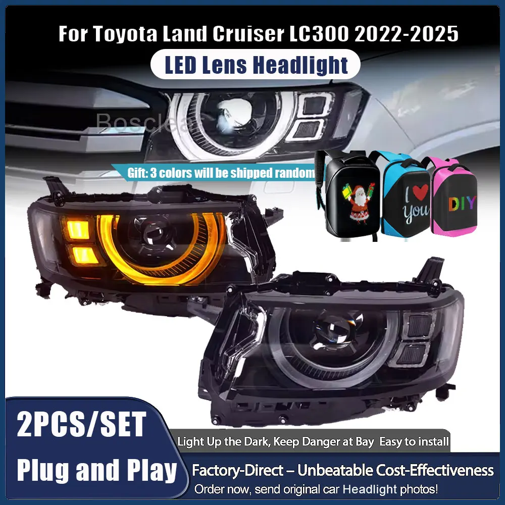 Headlight Assembly for Toyota Land Cruiser 300 LC300 2022 2023 2024 2025 LED Projectore LENS Modification Automotive Accessories