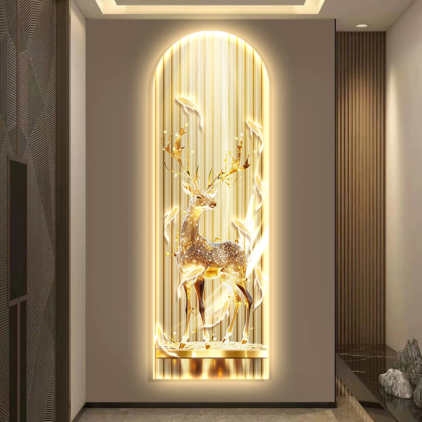 Fu Lu entrance LED wall lamp, corridor passage wall lamp, painting, high-end, luxurious, modern, simple, French-style LED lighti