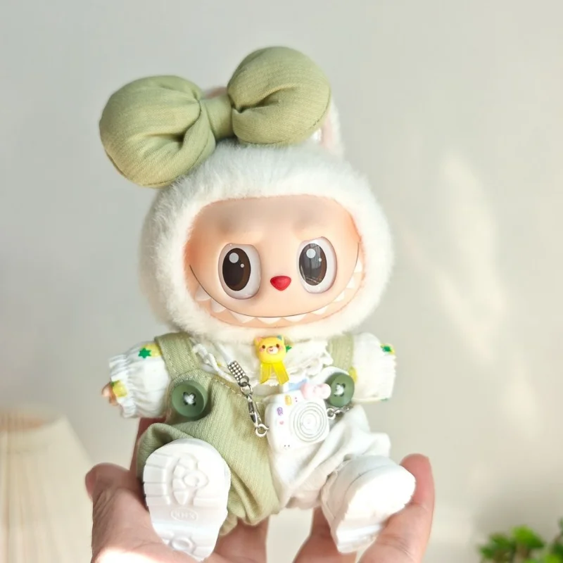 

Doll Clothes Are Suitable for 15cm/17cm V1 V2 V3 Labubu Doll Clothes Bow Haircard Overalls Set Cartoon Cute Accessories Gifts