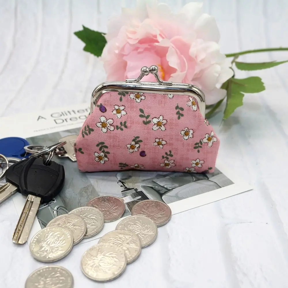 Flower Print Mini Money Clip Coin Pouch Purse Small Wallet Clutch Bag Coin Storage Bag