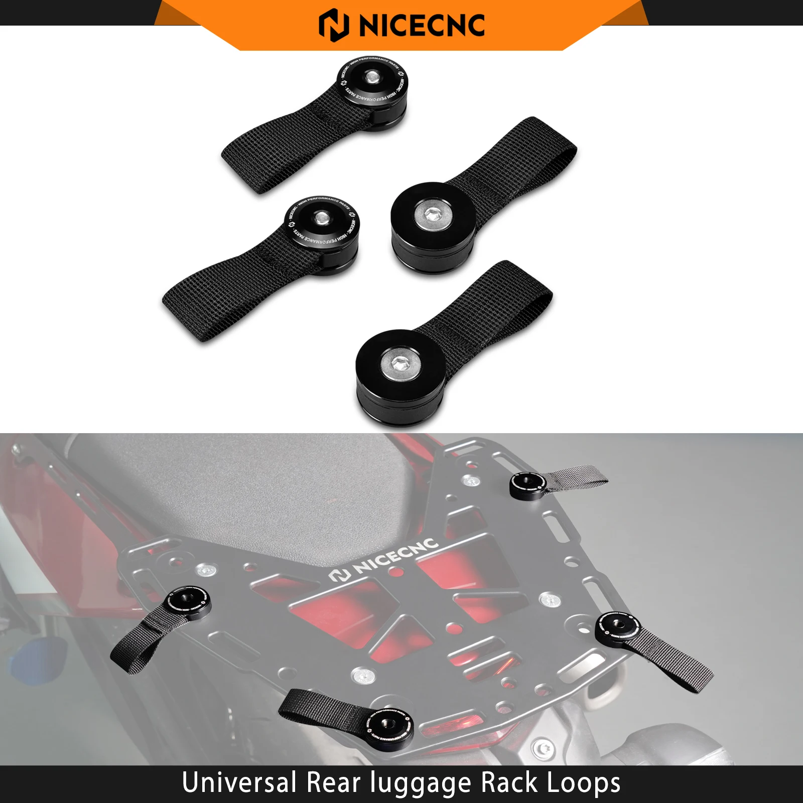 

NICECNC For KTM EXC 690 Enduro R 690 SMCR Yamaha Raptor 700 BMW R1250GS/1200 Harley Touring Universal Rear Luggage OS-Rack Loops