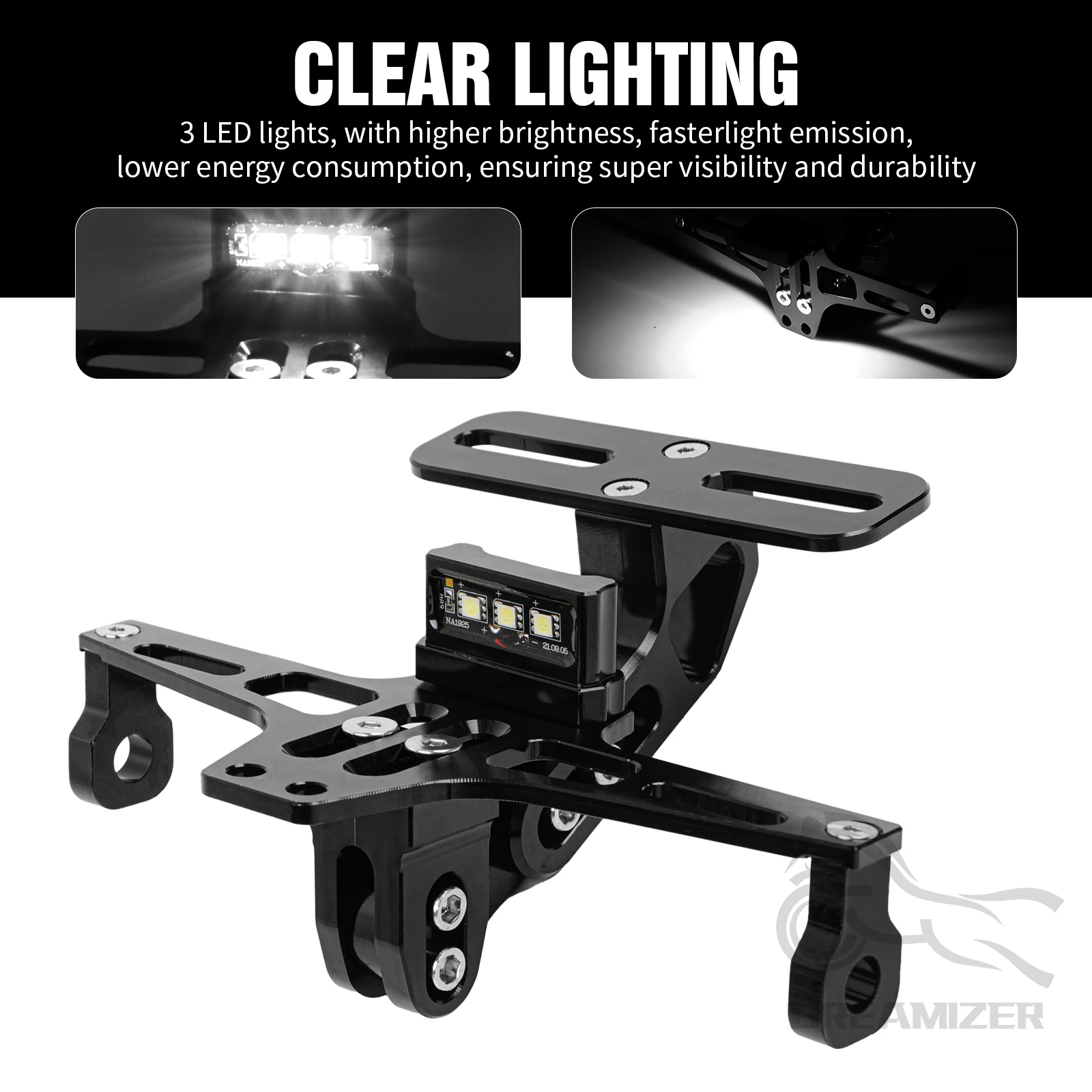 

Universal Adjustable Motorcycle License Number Plate Bracket Rear Turn Signal Lamp Holder CNC Aluminum Fender Eliminator Kits