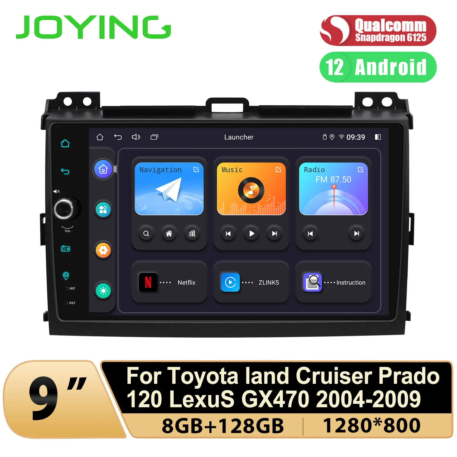 

JOYING 9" Car intelligent Multimedia system Android 12 Car Radio Stereo For TOYOTA Land Cruiser Prado(120)Lexus GX470 2004-2009