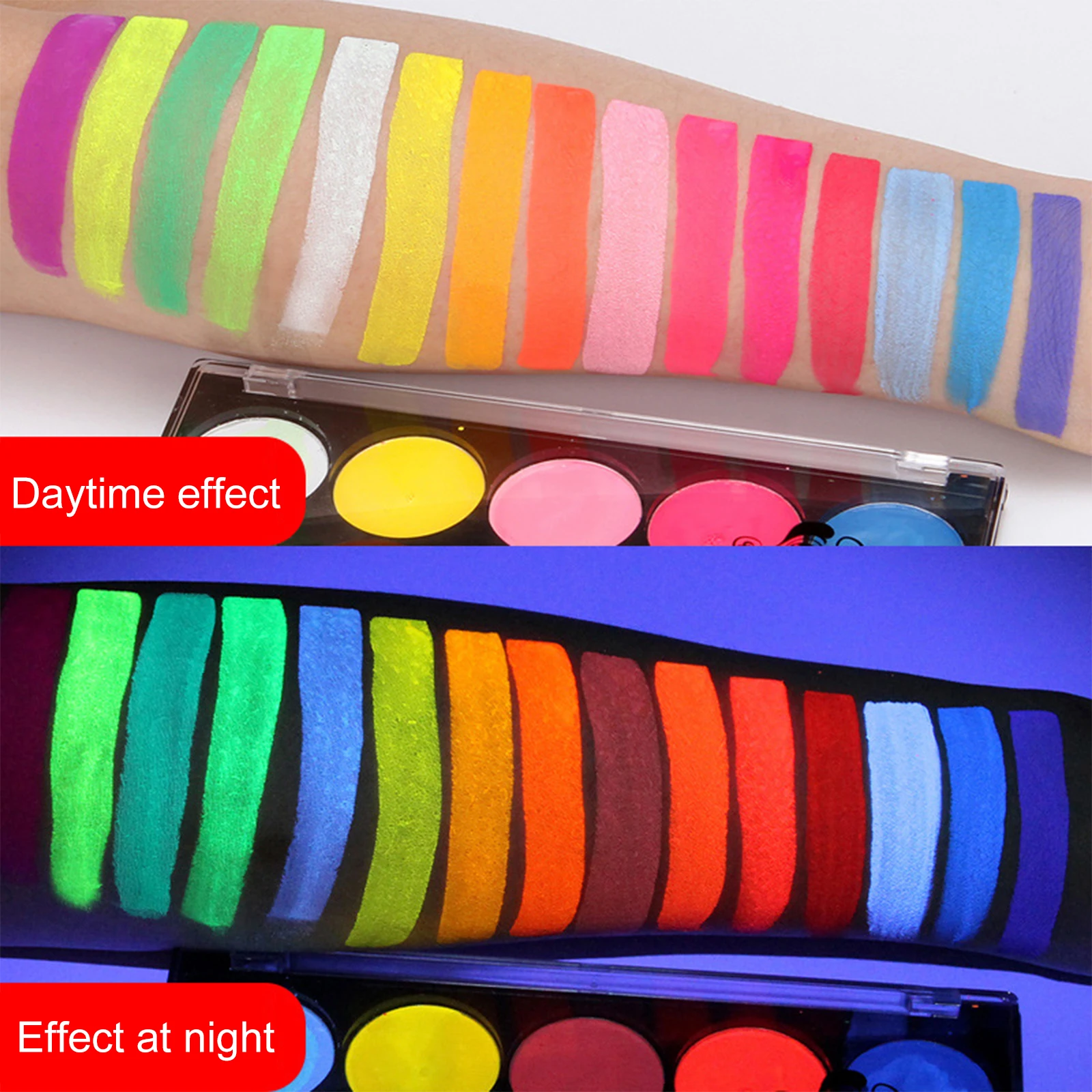 Fluorescent Face Body Paint Special Effects Professional Blendable 15 Colors Water Soluble Facepaint Pigment for Holiday Costume