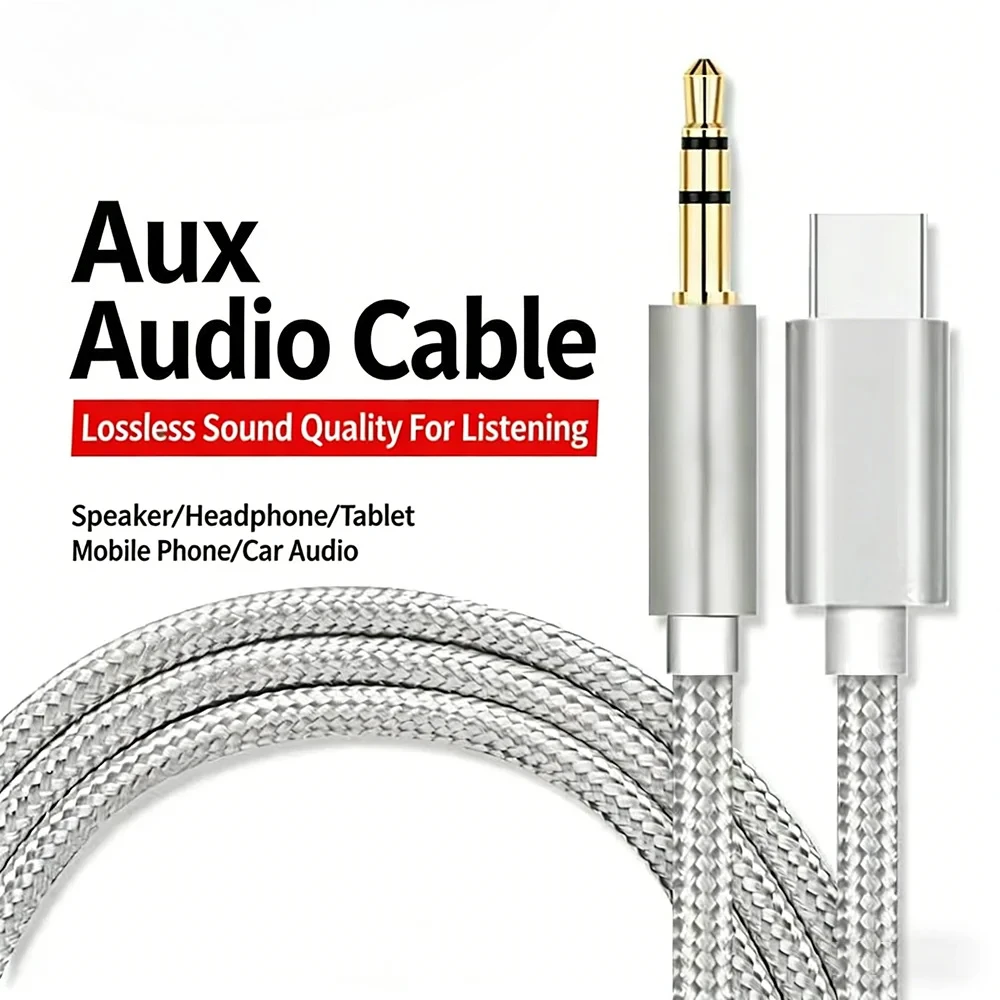 Type C to 3.5mm Aux Audio Cable Headphone Jack Adapter Tablet External Earphone Listening Comfort