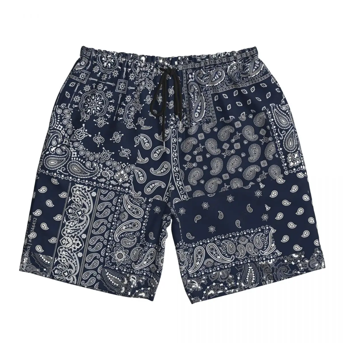 Blauwe Bandana Hoofddoek Paisley Boardshort Zomer Abstractcasual Board Korte Broek Heren Sportkleding Sneldrogend Custom Zwemkoffer