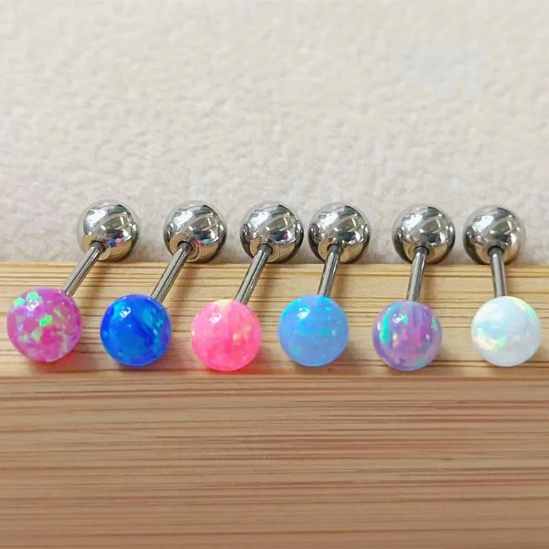 

20pcs Body Jewelry 20G Opal Stone Thin Bar Body jewelry Lip piercing labret Studs Ear Helix Cartilage Bar Tragus Studs