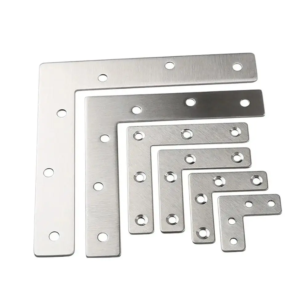 10Pcs 40/50/60/80mm Angle Bracket Flat Fastener 90° Right Angle Connection Plate T-type L-type Stainless Steel Corner Bracket