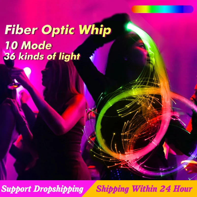 Fiber Optic Whip Rechargeable Optical Fiber Light 360° Swivel Hand Rope Flow Toy Birthday Gift For Dancing Show Music Festival