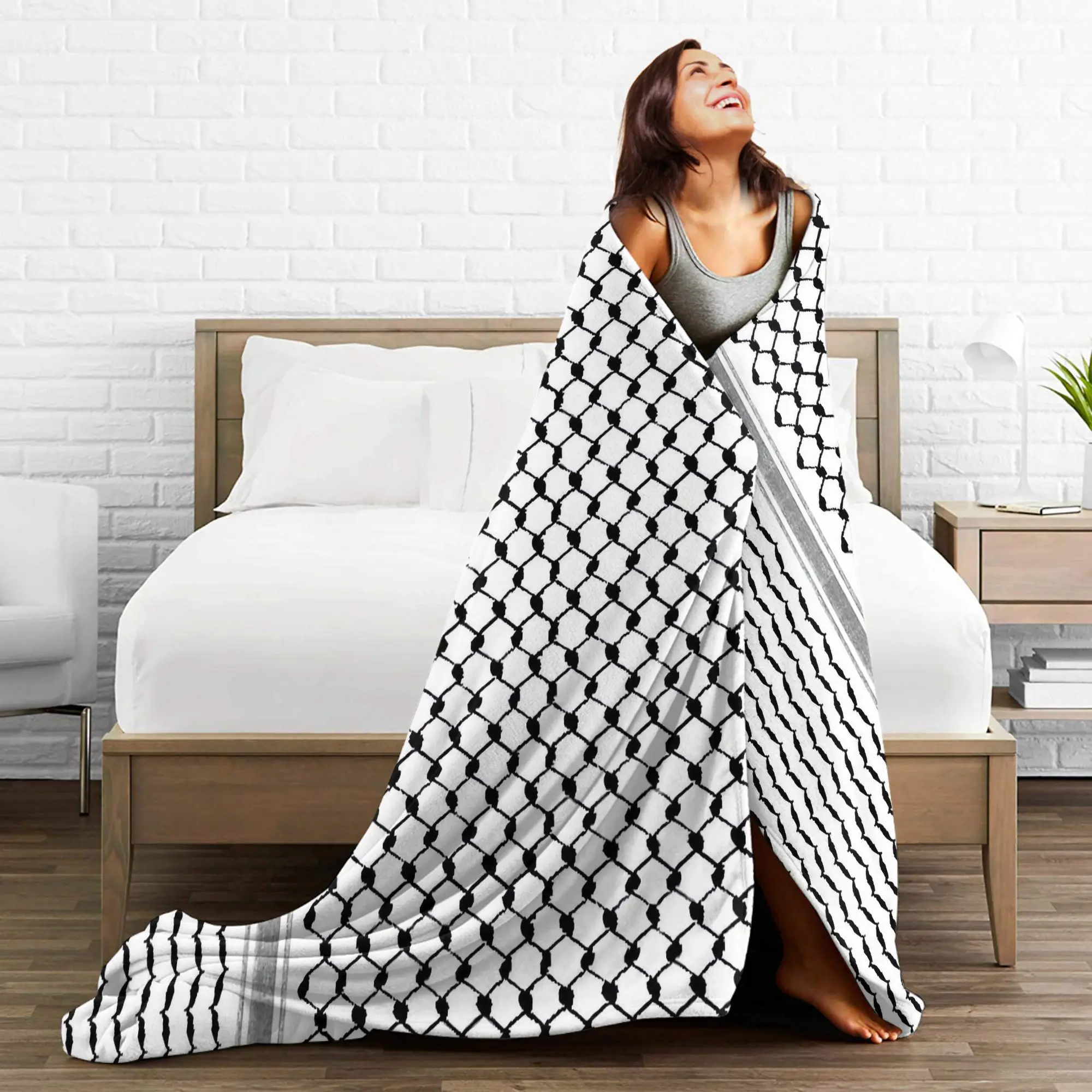 فلسطين كوفية بطانية سوبر لينة مريحة أفخم الفراش يلقي للطلاب في الهواء الطلق الفانيلا المفرش غطاء السرير