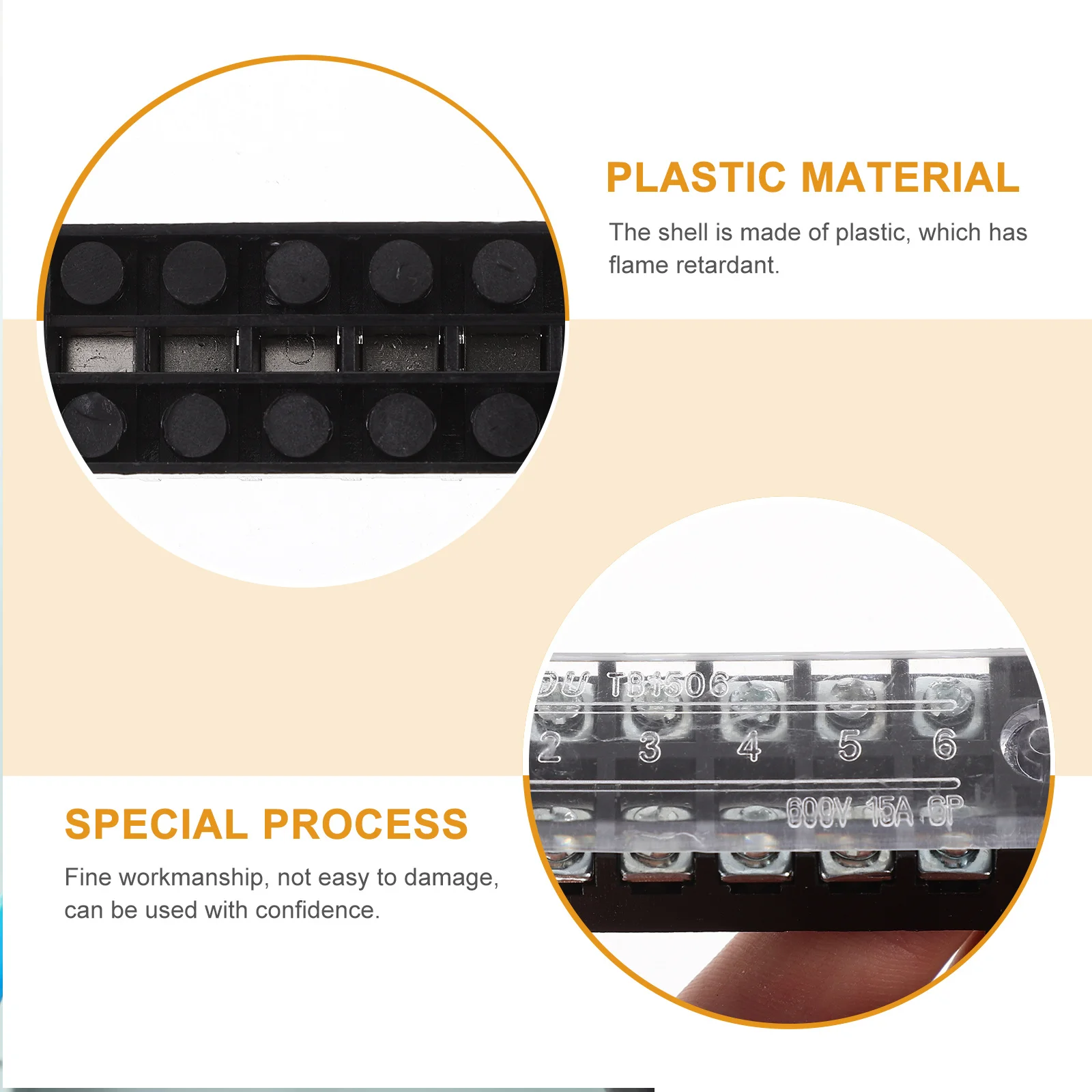 

5 set 6 Position Terminal Block 600V 5A Dual Row Insulated Strip For Electrical Wiring Machinery Automation Pre-Insulated