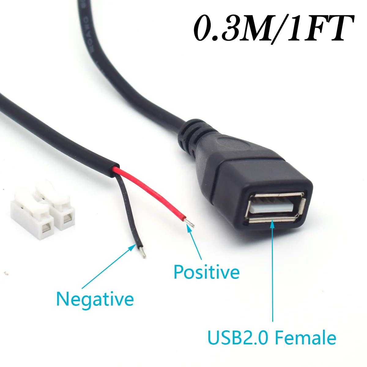 1ft-usb-20-Женский-кабель-с-косичкой-22awg-03m-5v-3a-2pin-для-ремонта-diy-1-шт