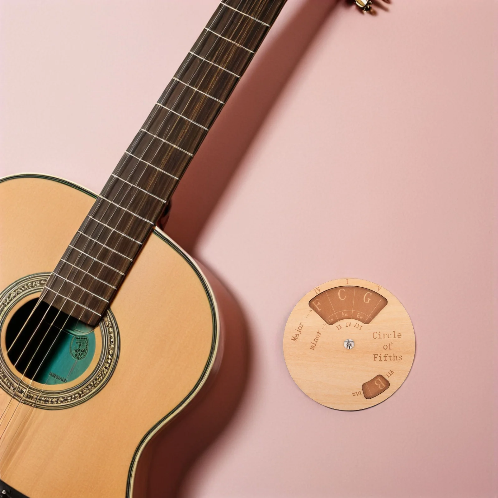 

Wooden Circle Of Fifths Wheel For Portable Chord Progressions Trainer Music Learning Tool Guitar Chord Chart Wheel -