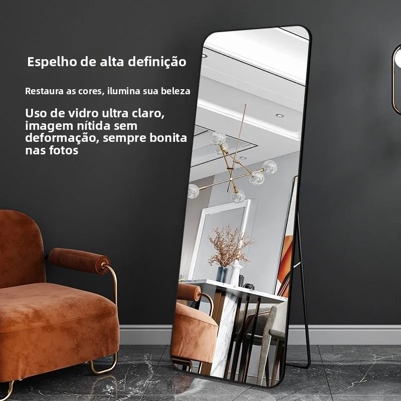 Espelho de Corpo Inteiro Deluxe Não Deformável para Prova de Roupas, Organizador de Parede para Quarto, Estilo Japonês com Mo...