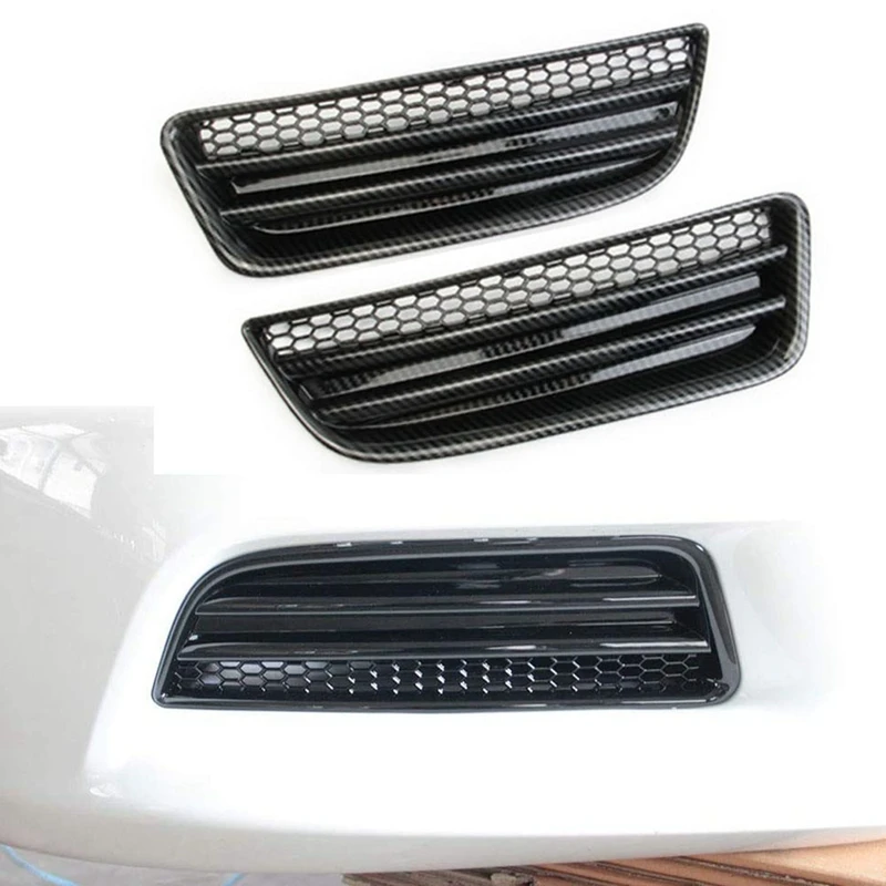 Front Bumper Honeycomb Fog Lamp Cover Tirm For Dodge Charger 2016 2017 2018 2019 2020 2021 SXT,Carbon Fiber Pattern