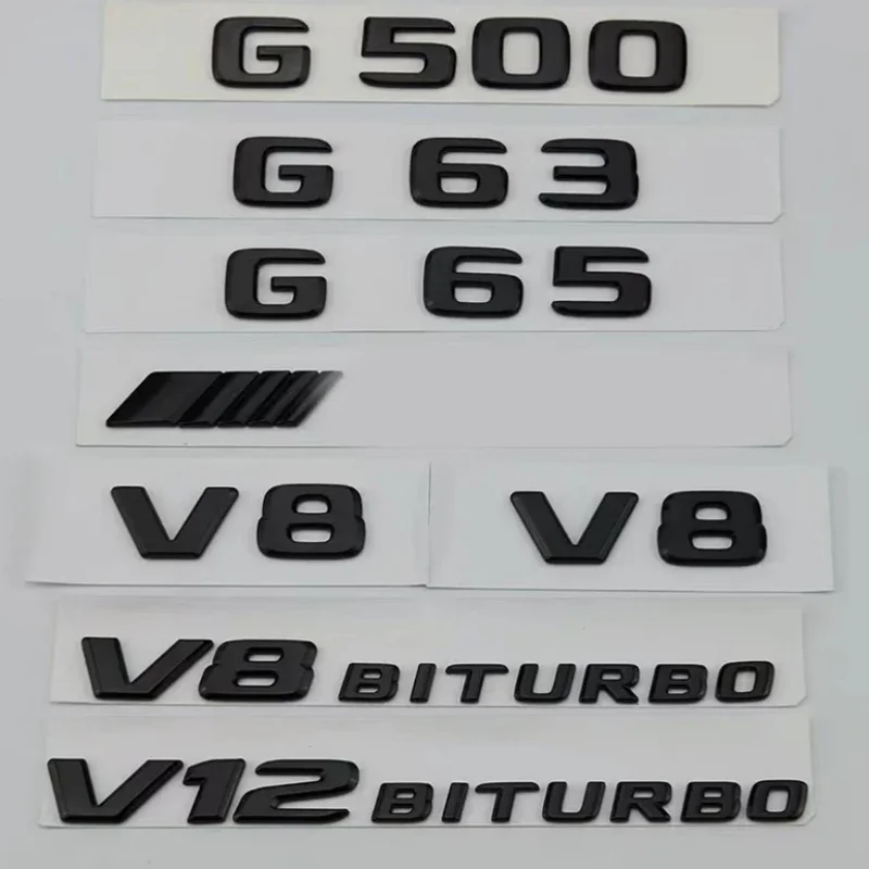 

3D ABS Black Car Rear Trunk Badge Letters Logo G63 G65 G500 G550 V12 V8 BITURBO Emblem For Mercedes Benz W463 W464 Accessories